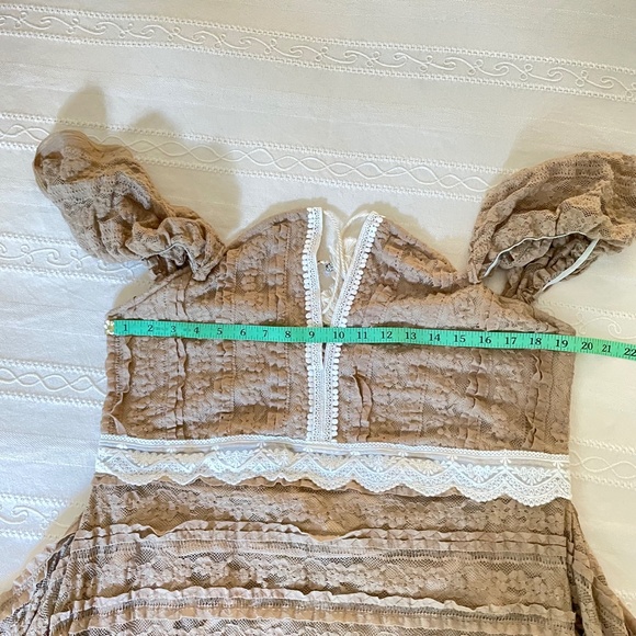 Boho Maxi Dress Off Shoulder Ruffle Lace Train Fairy Cottagecore Photoshoot - Picture 13 of 16